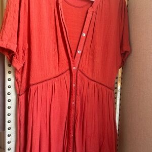 Akemi + Kim Anthropologie Orange/Teracotta Boho Blouse